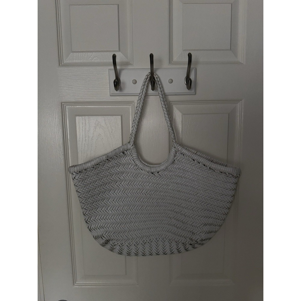 Dragon Diffusion Nantucket Basket Big In White Woven Leather Shoulder Bag Purse - Picture 10 of 12
